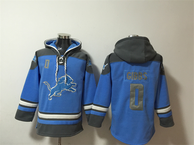 Men's Blue Detroit Lions #0 Jahmyr Gibbs Ageless Must-Have Lace-Up Pullover Hoodie